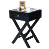 Retro Black X-Shape 1 Drawer End Table
