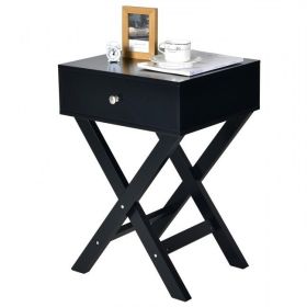 Retro Black X-Shape 1 Drawer End Table