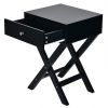 Retro Black X-Shape 1 Drawer End Table