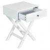 Retro White X-Shape 1 Drawer End Table