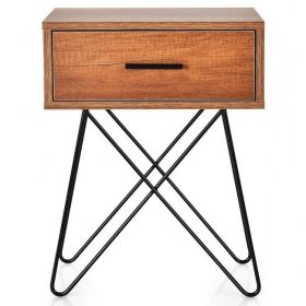 FarmHouse Rustic Natural Brown 1 Drawer End Table