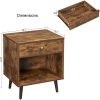 FarmHouse Retro Brown 1 Storage Drawer End Table