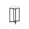 Round Cross Leg Design End Table with Faux Marble Top White/Matte Black