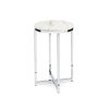 Round Cross Leg Design End Table with Faux Marble Top White/Chrome