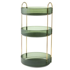 3 Tier Rotating Makeup Organizer 360° Spinning Perfume Cosmetic Storage Tray 55LBS Load Countertop Shelves for Lotion Lipstick (Option: Green)