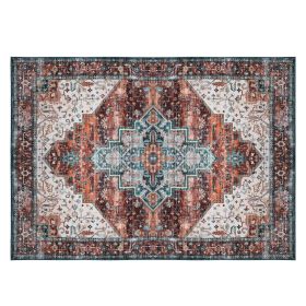 8x10FT Vintage Area Rug Modern Non Slip Carpet Boho Low Pile Soft Rug Waterproof Machine Washable Rug for Living Room Bedroom Kitchen Dining Room Unde (Option: Type 3)