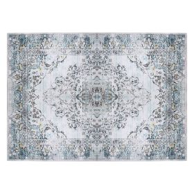 6x9FT Vintage Area Rug Modern Non Slip Carpet Boho Low Pile Soft Rug Waterproof Machine Washable Rug for Living Room Bedroom Kitchen Dining Room Under (Option: Type 1)