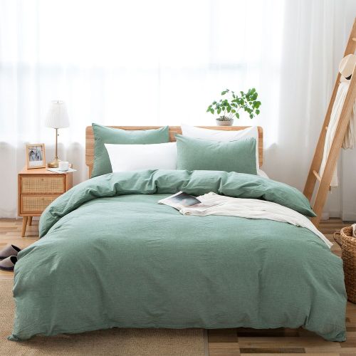 100% Washed Cotton Duvet Cover Set, Durable Fade-Resistant Natural Bedding Set (No Comforter) 100% Washed Cotton Duvet Cover Set, Durable Fade-Resistant Natural Bedding Set (No Comforter)