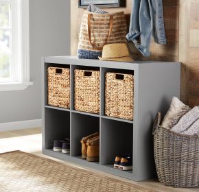 6 cube storage boxes; bookshelves; display cabinets; storage cabinets (Color: Gray, Material: Particle Board, Medium Density Fiberboard)