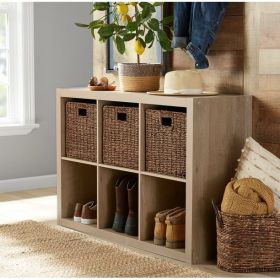 6 cube storage boxes; bookshelves; display cabinets; storage cabinets (Color: Natural, Material: Particle Board, Medium Density Fiberboard)