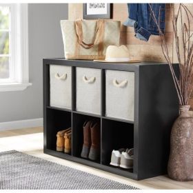 6 cube storage boxes; bookshelves; display cabinets; storage cabinets (Color: Solid Black, Material: Particle Board, Medium Density Fiberboard)