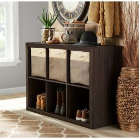 6 cube storage boxes; bookshelves; display cabinets; storage cabinets (Color: Tobacco Oak, Material: Particle Board, Medium Density Fiberboard)