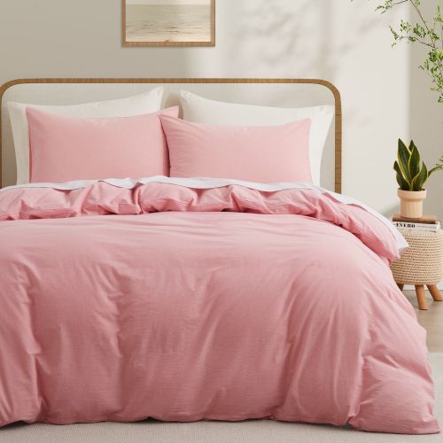 100% Washed Cotton Duvet Cover Set, Durable Fade-Resistant Natural Bedding Set (No Comforter) 100% Washed Cotton Duvet Cover Set, Durable Fade-Resistant Natural Bedding Set (No Comforter)