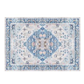 8x10FT Vintage Area Rug Modern Non Slip Carpet Boho Low Pile Soft Rug Waterproof Machine Washable Rug for Living Room Bedroom Kitchen Dining Room Unde (Option: Type 2)